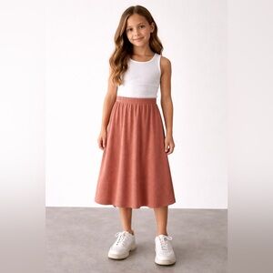 Tottini Dusty Rose Ribbed Midi Skirt – Girls Size 12